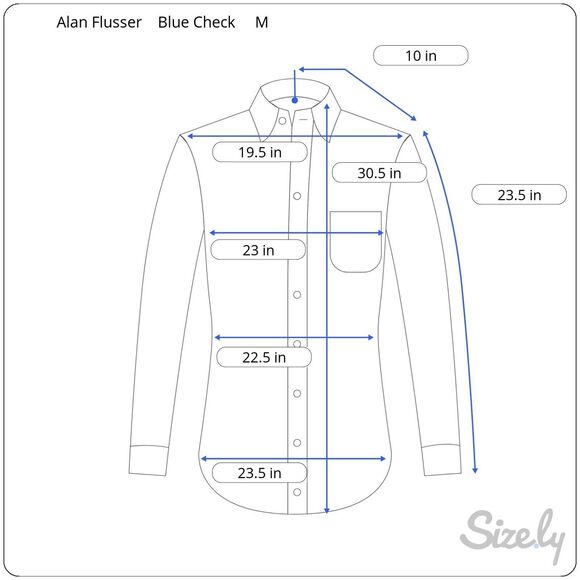 Alan Flusser Blue Check Button Down Oxford Shirt Flip Cuff Size M - Picture 8 of 8